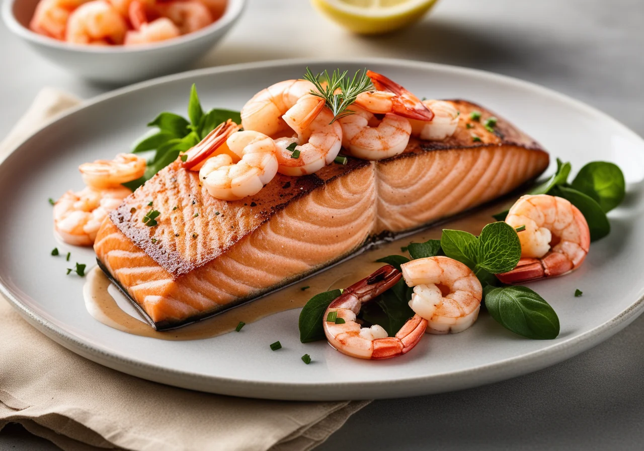 Salmon Fillet with Shrimp Topping