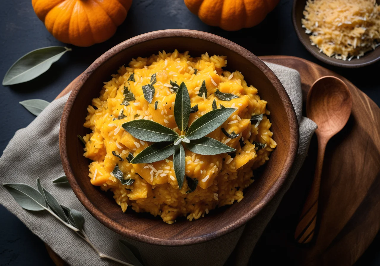 Pumpkin Risotto with Crispy Sage