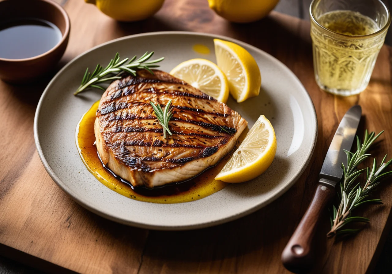 Grilled Sea Bream with Lemon Olive Oil Sauce