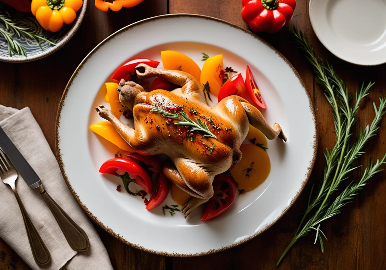 Rabbit and Bell Pepper Onion Vegetable with Vermouth Sauce