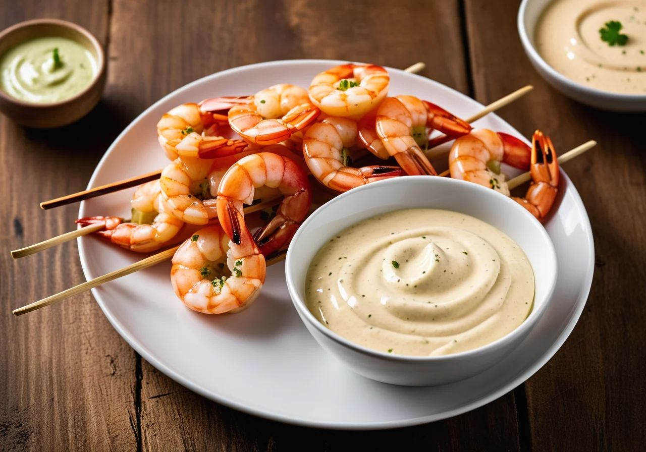 Shrimp Skewers with Dip