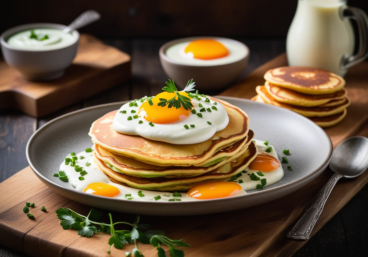 Savory Pancakes with Yogurt Cucumber Dip