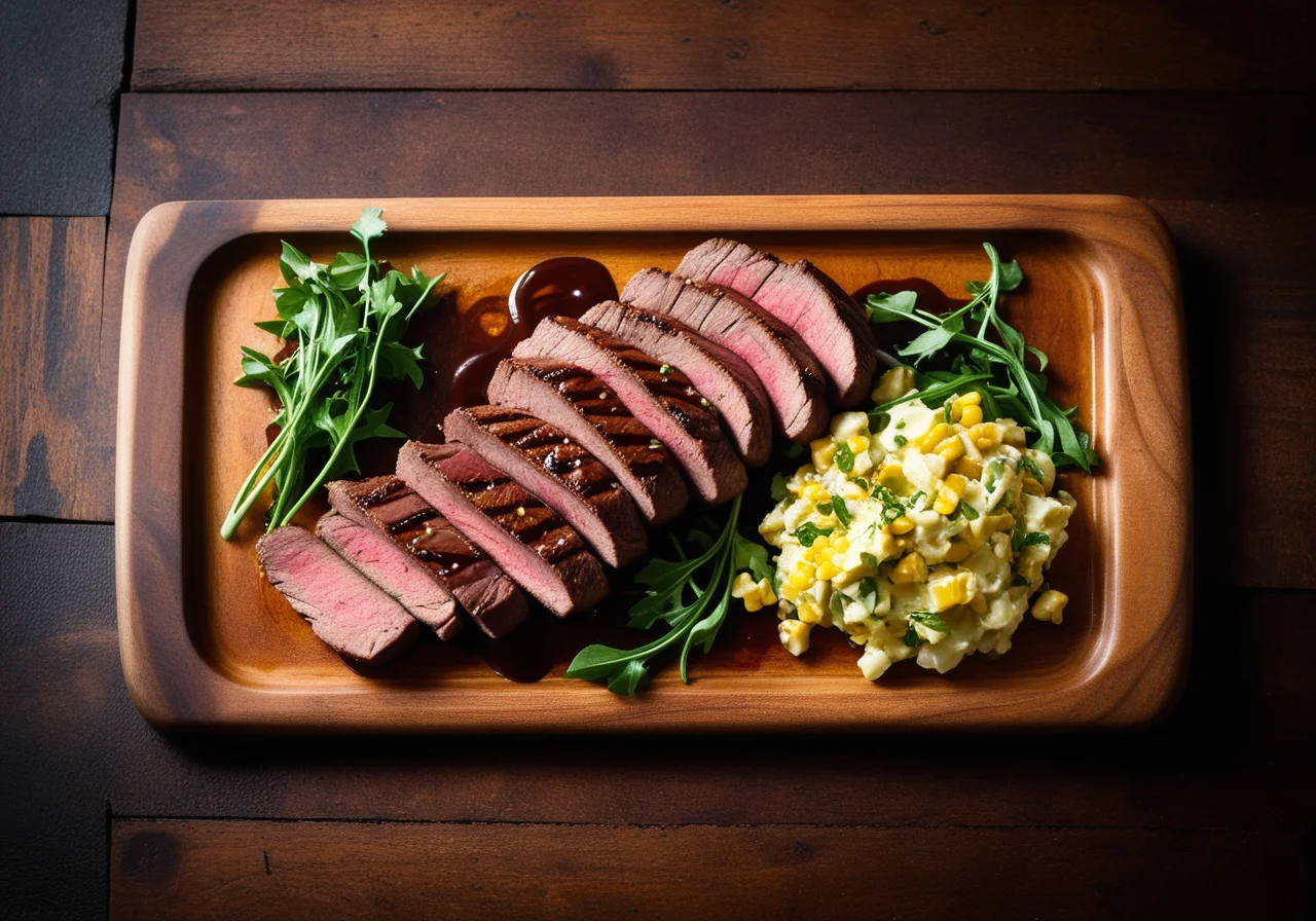 Barbecue Sirloin Steak with Potato Salad