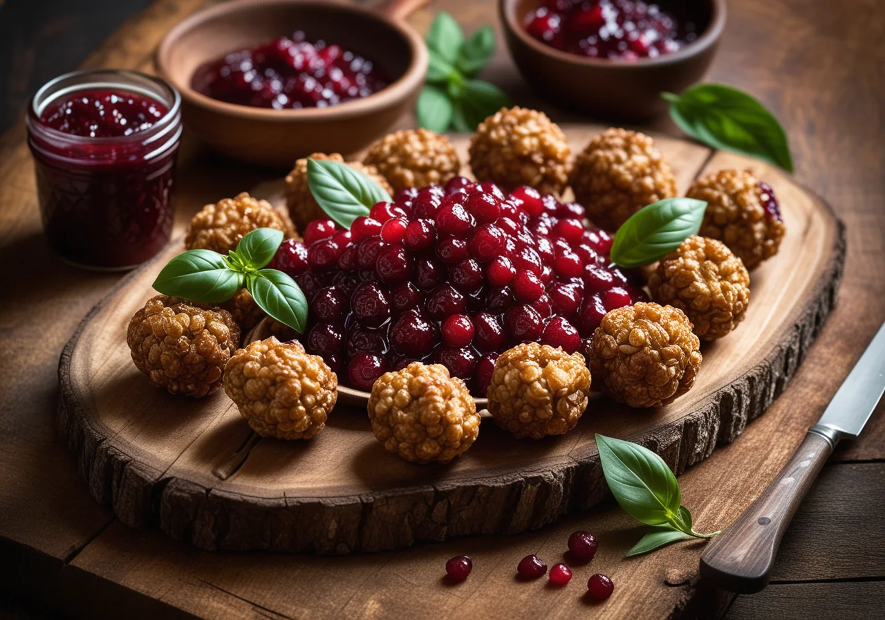 Hackbällchen mit Cranbeerymarmelade