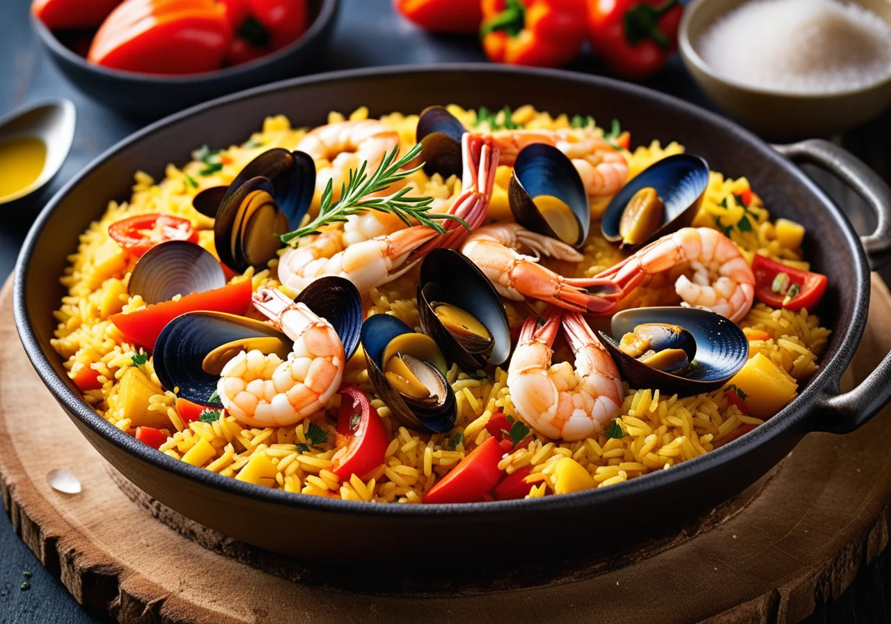 Paella with Mussels and Chicken