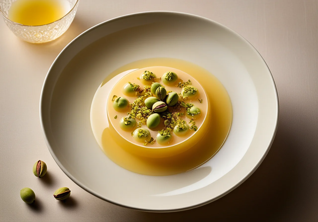 Quince-Pistachio Gelée with Riesling