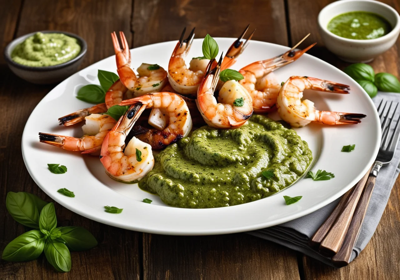 Shrimp Skewers with Pesto