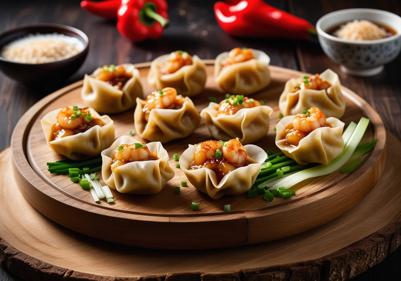 Fried Chinese Dumplings with Shrimp Filling