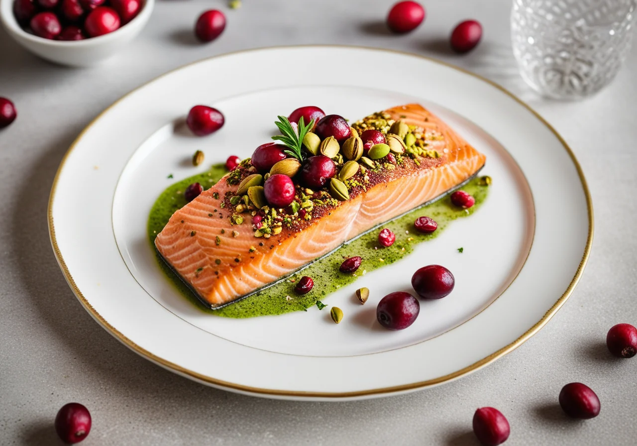 Salmon with Cranberry-Pistachio Crust