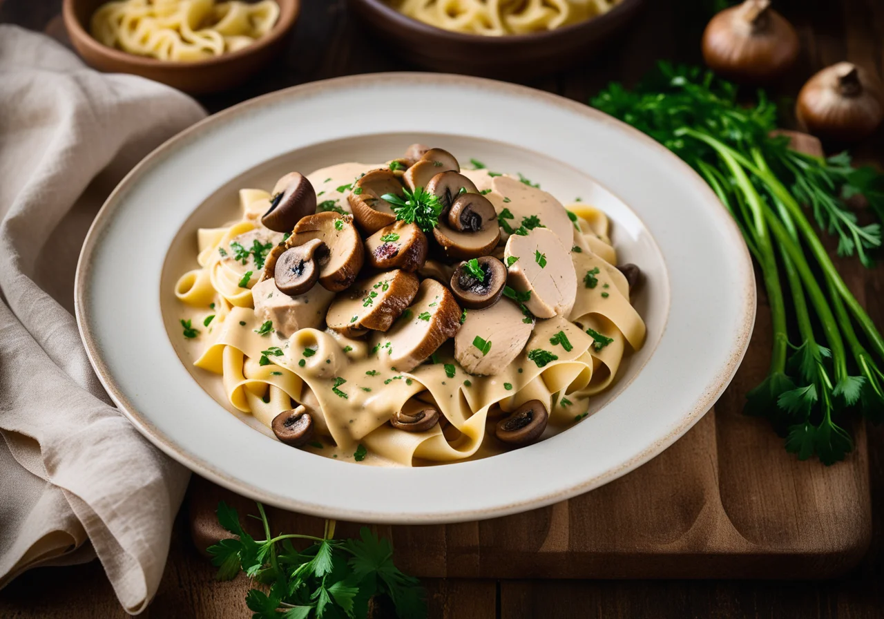 Chicken Fricassee with Ribbon Pasta