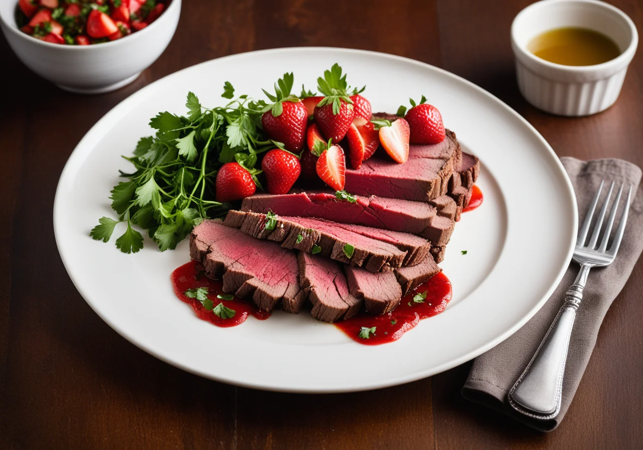 Strawberry Salsa with Roast Beef