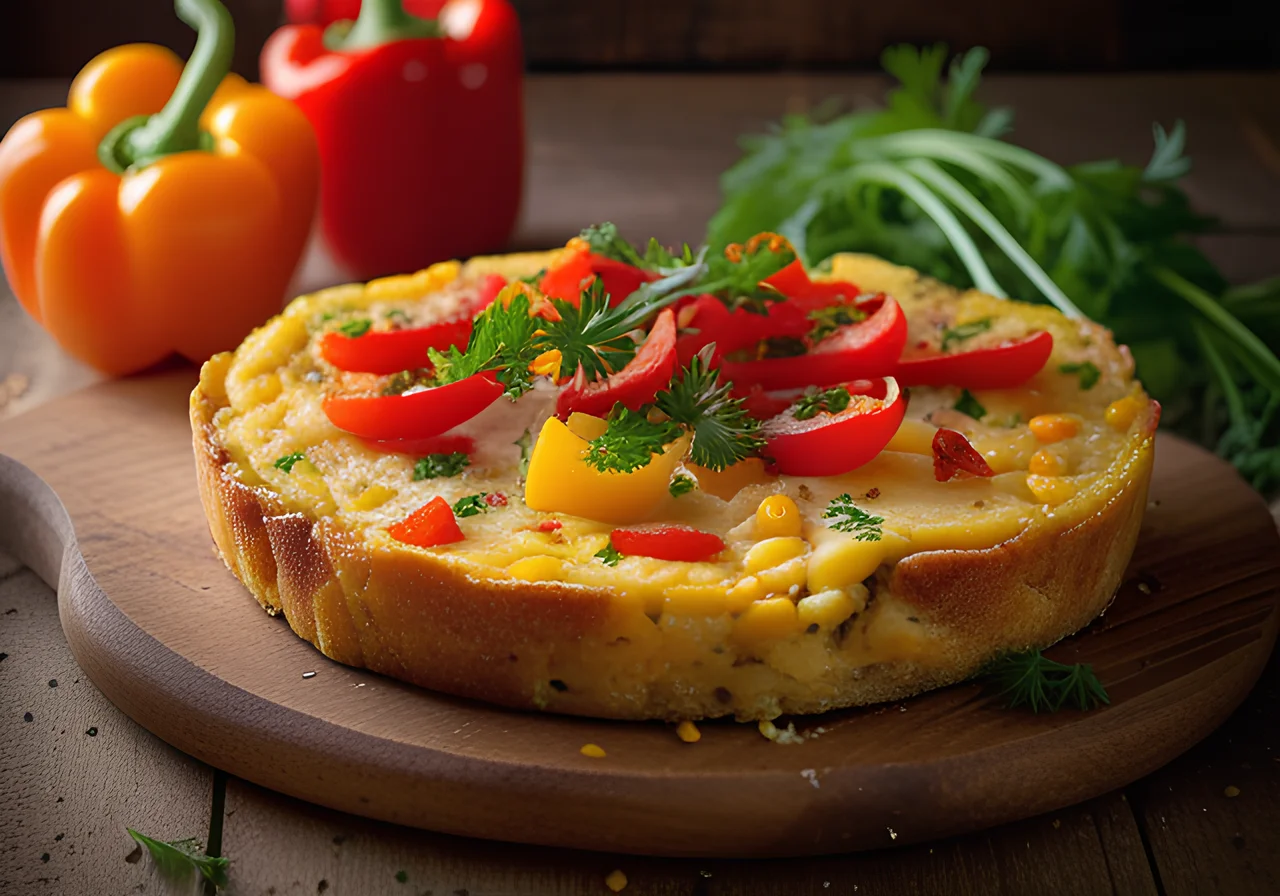 Pasta Omelette with Colorful Vegetables (Frittata Veneta)