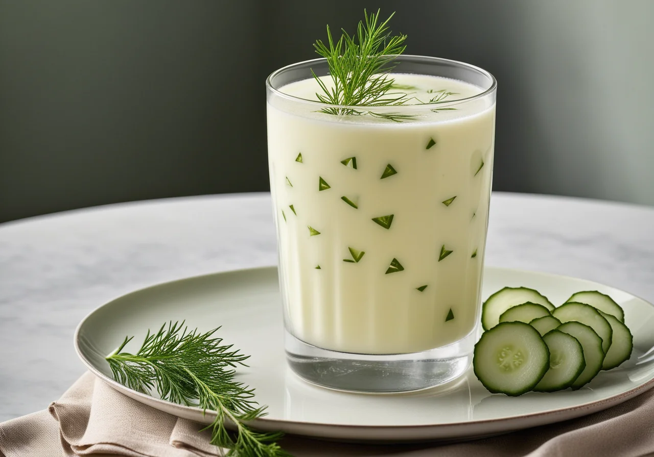 Buttermilk Drink with Garnished Cucumber