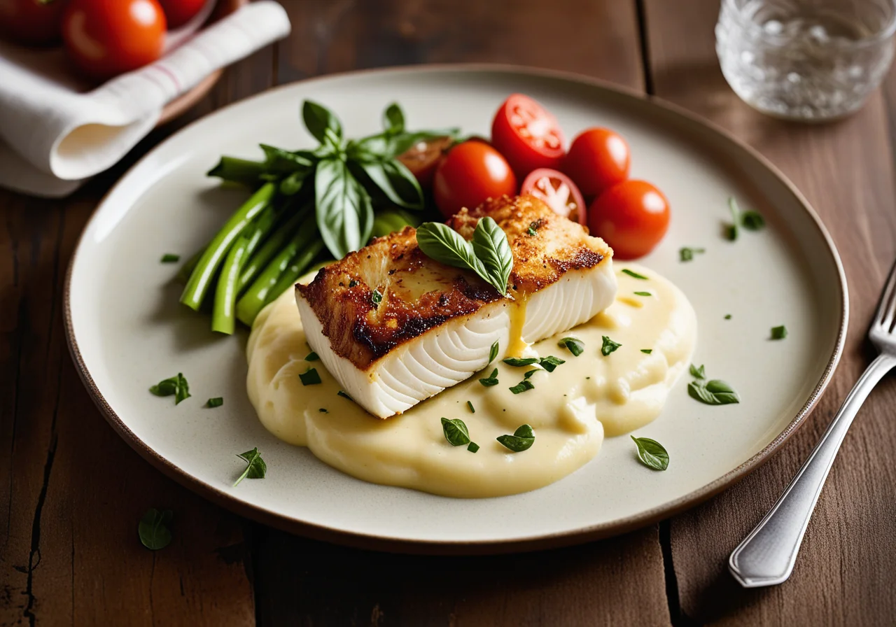 Baked Cod with Potato-Leek Purée
