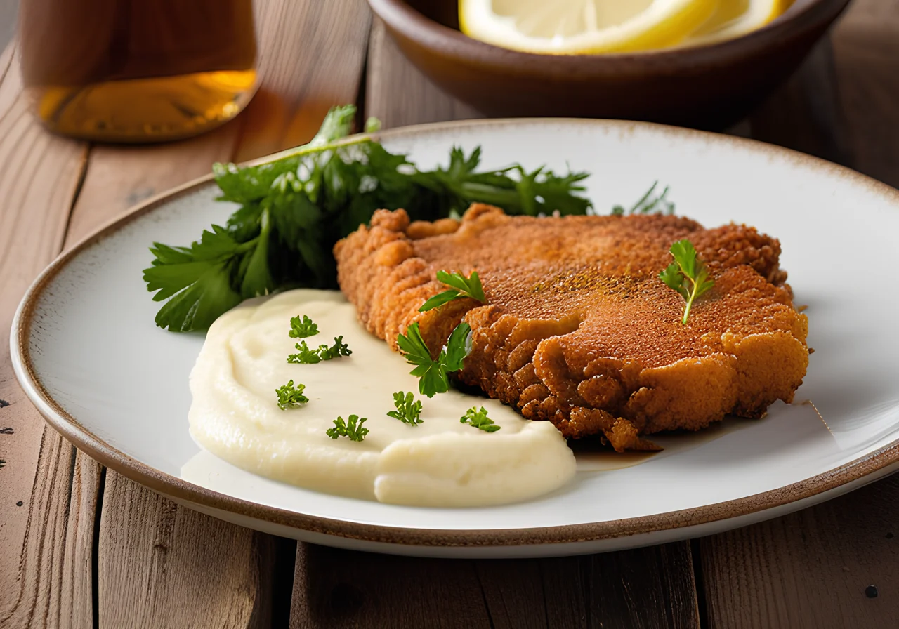Breaded Veal Schnitzel with Potatoes
