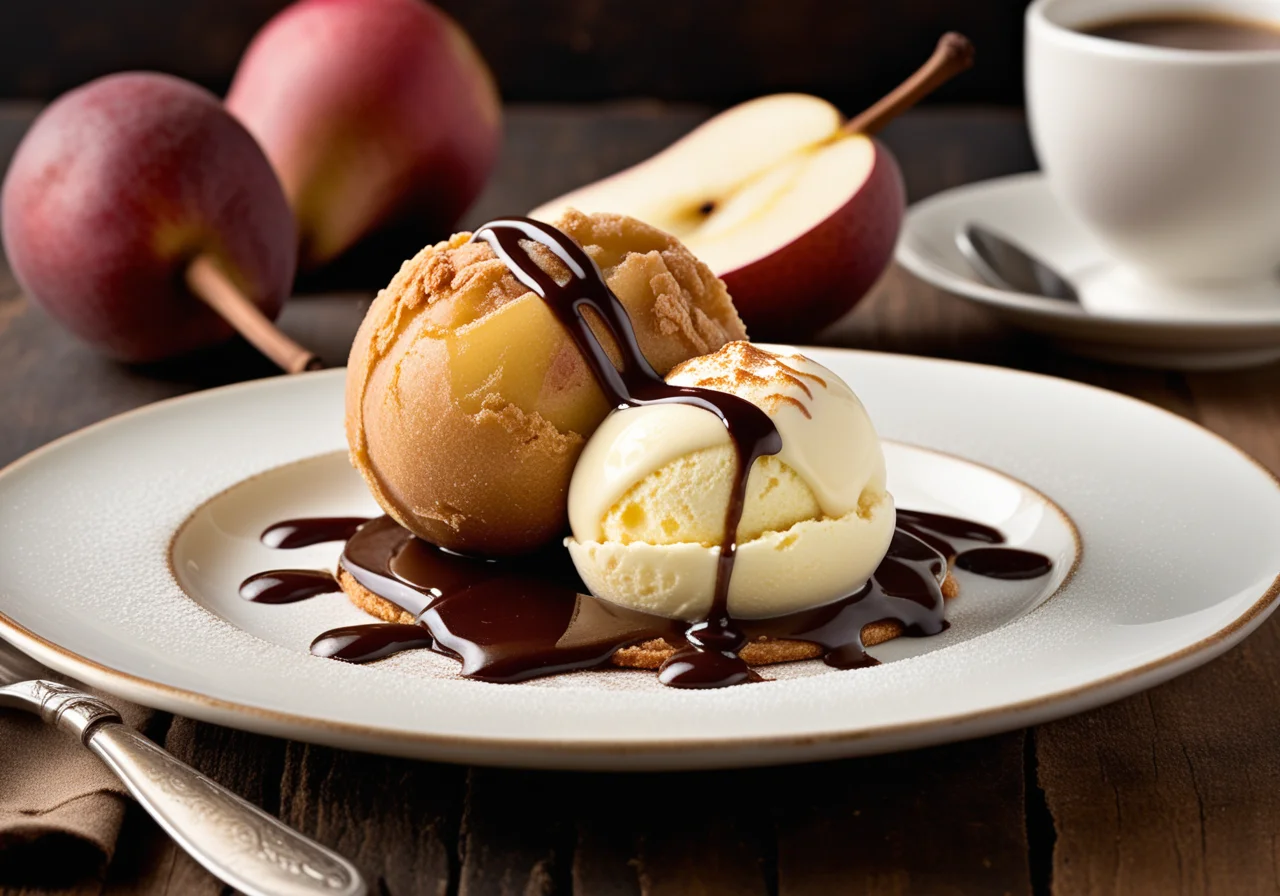 Warm Pear with Vanilla Ice Cream
