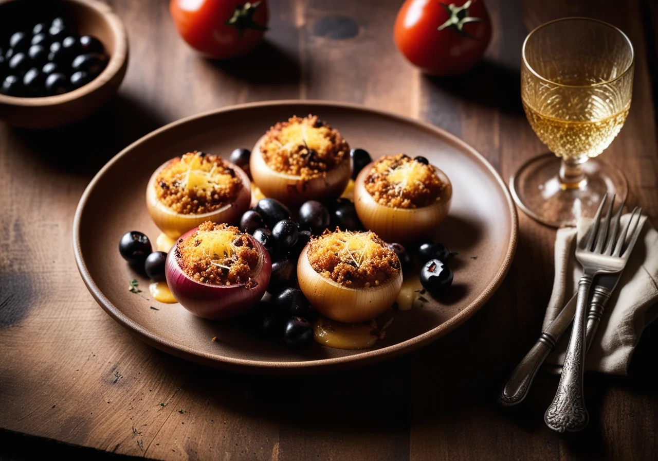 Stuffed Onions with Cheese Crust