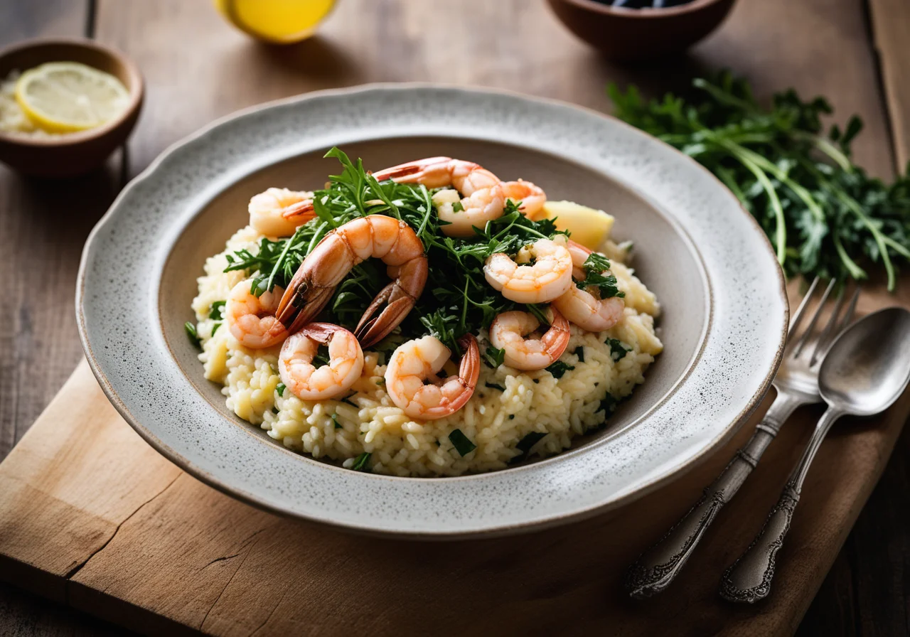 Olive Risotto with Giant Shrimp