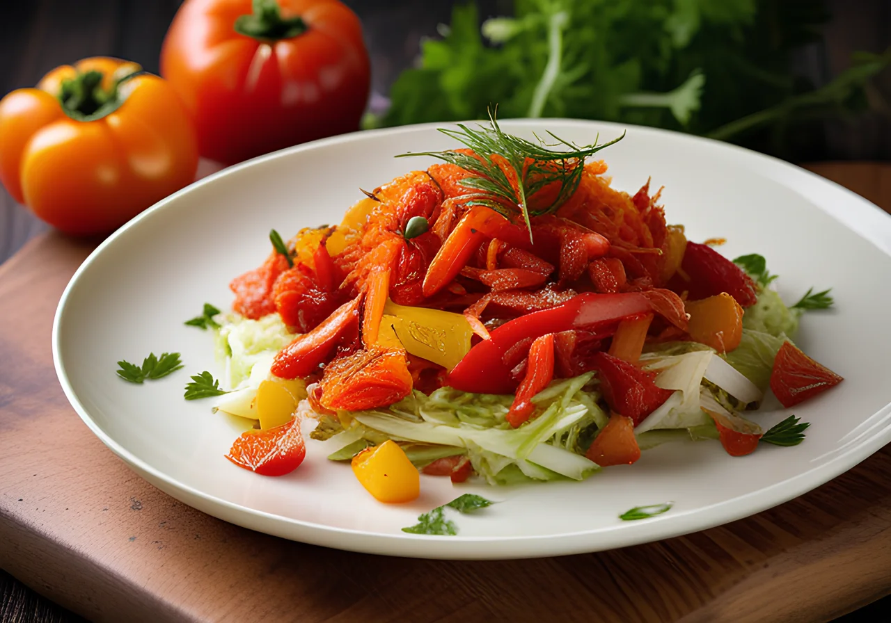 Cabbage with Tomatoes and Bell Pepper