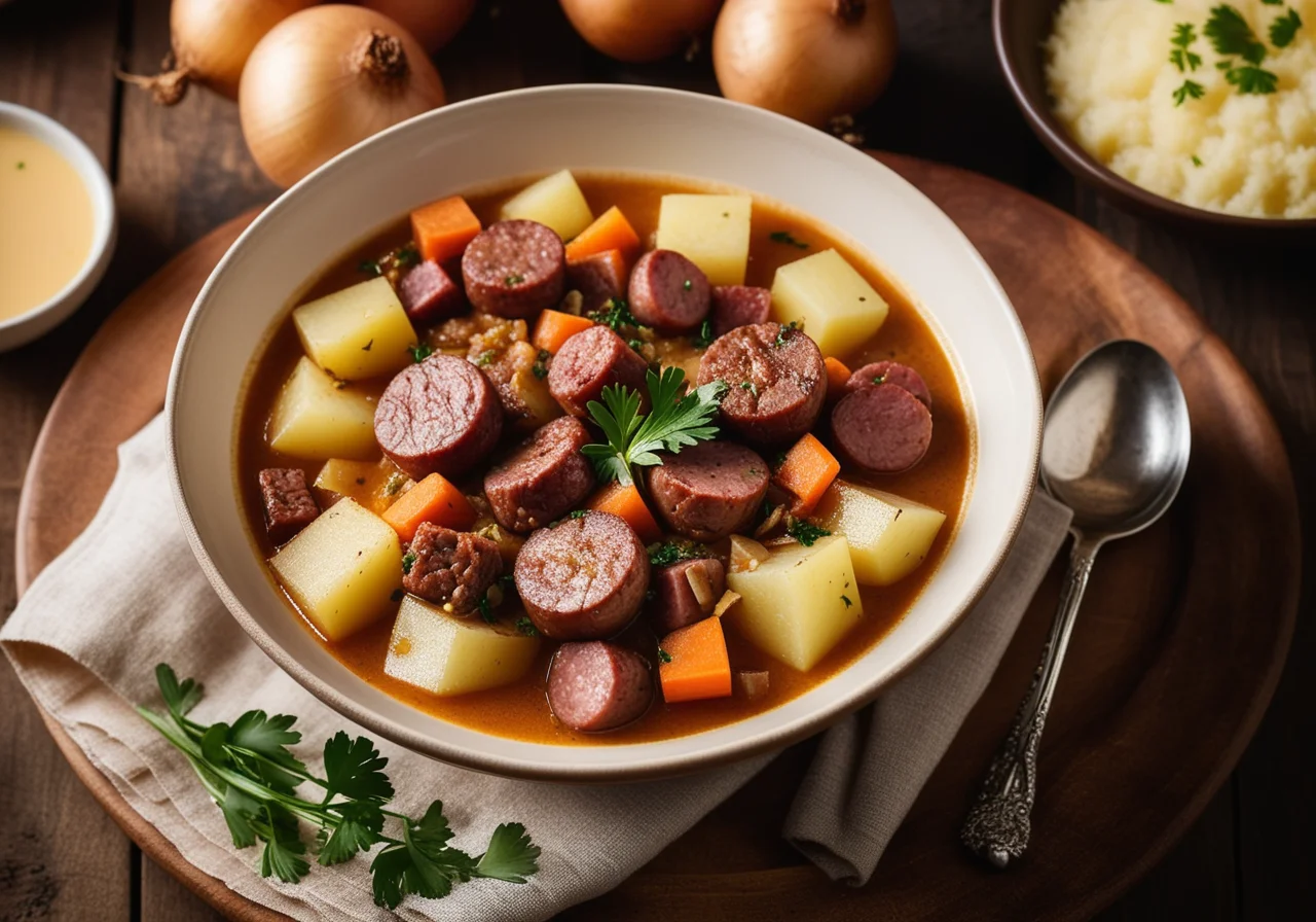 Onion Stew with Sausages