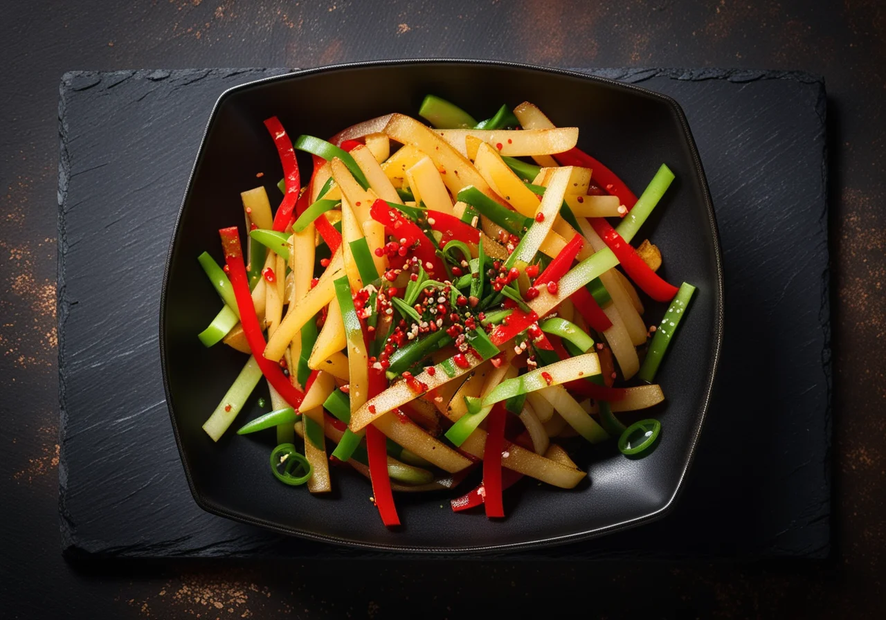 Stir‑fry Potatoes, Bell Pepper and Spring Onions