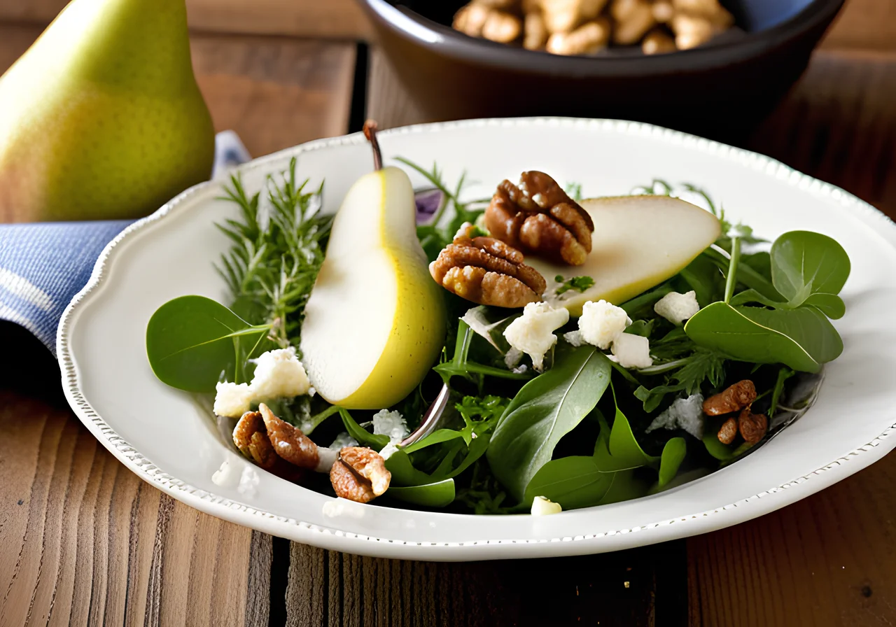 Pear, Arugula, Walnut and Gorgonzola Salad
