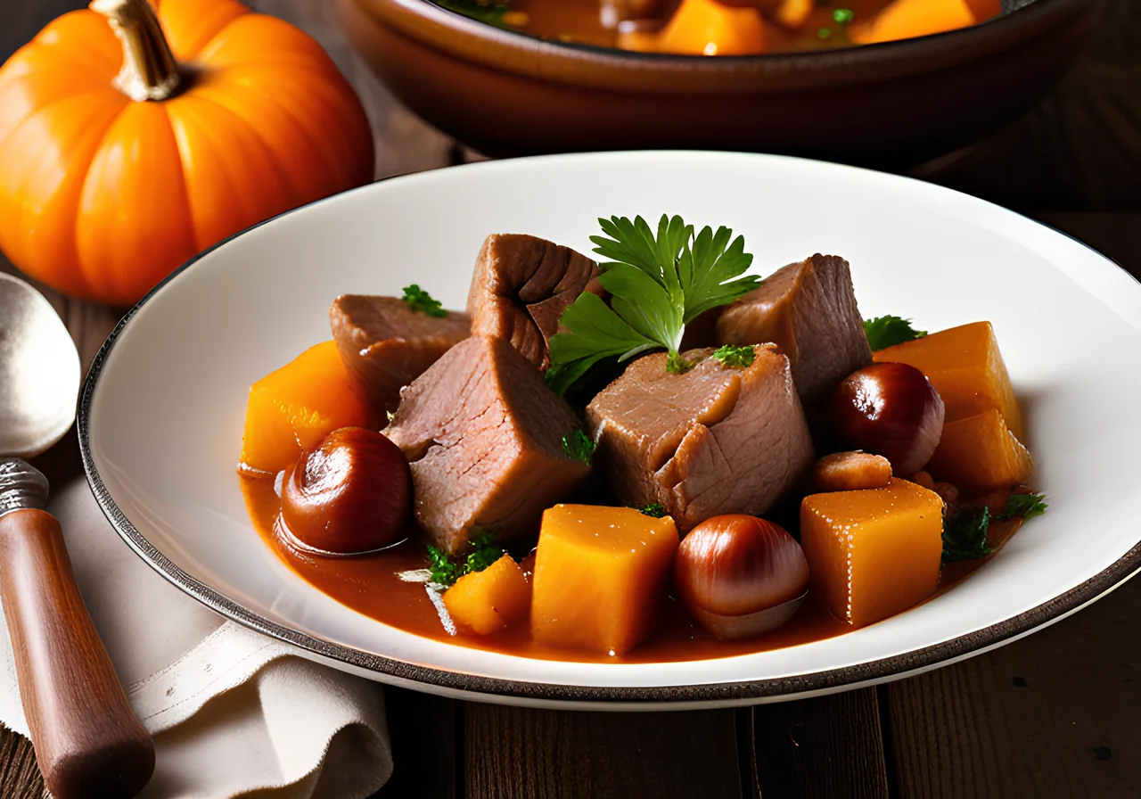 Beef Stew with Chestnuts and Pumpkin
