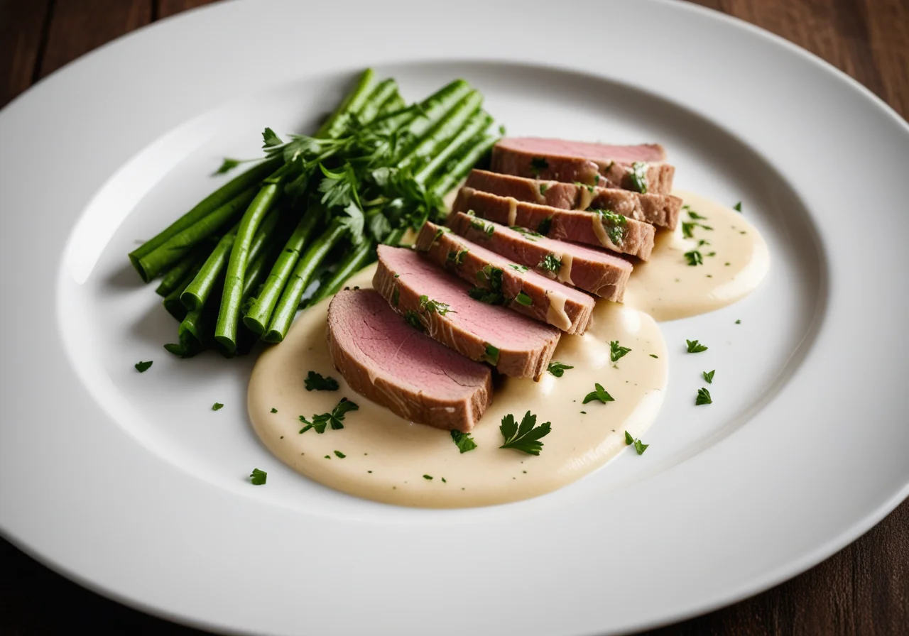 Sliced Veal in Creamy Onion Sauce