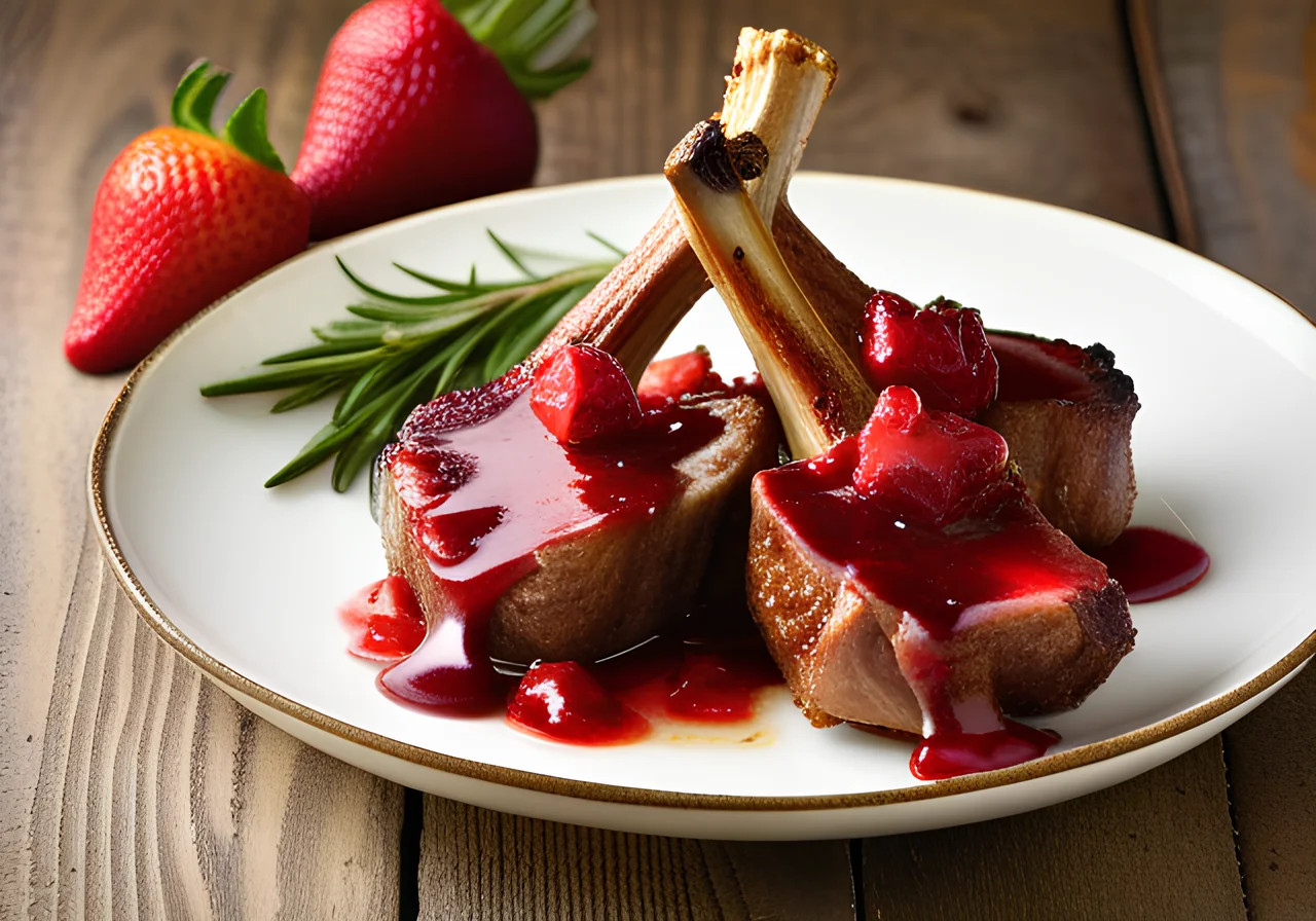 Lamb Chops with Strawberry and Rhubarb Chutney