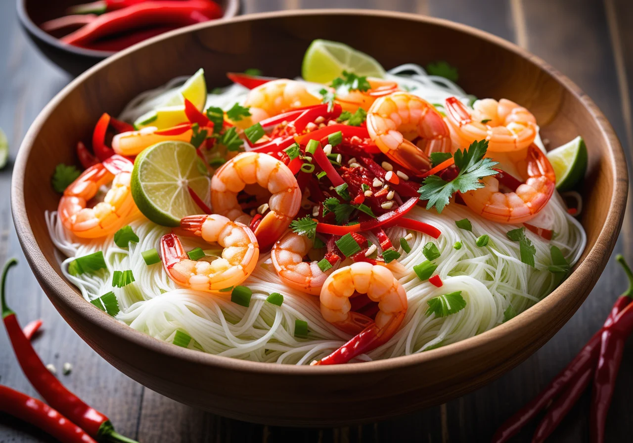 Asian Noodles with Shrimp Tails