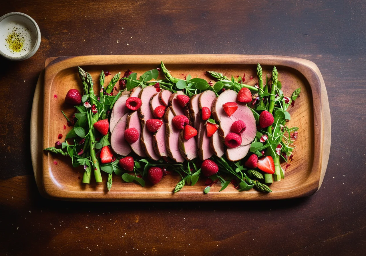 Asparagus Strawberry Salad with Duck Breast