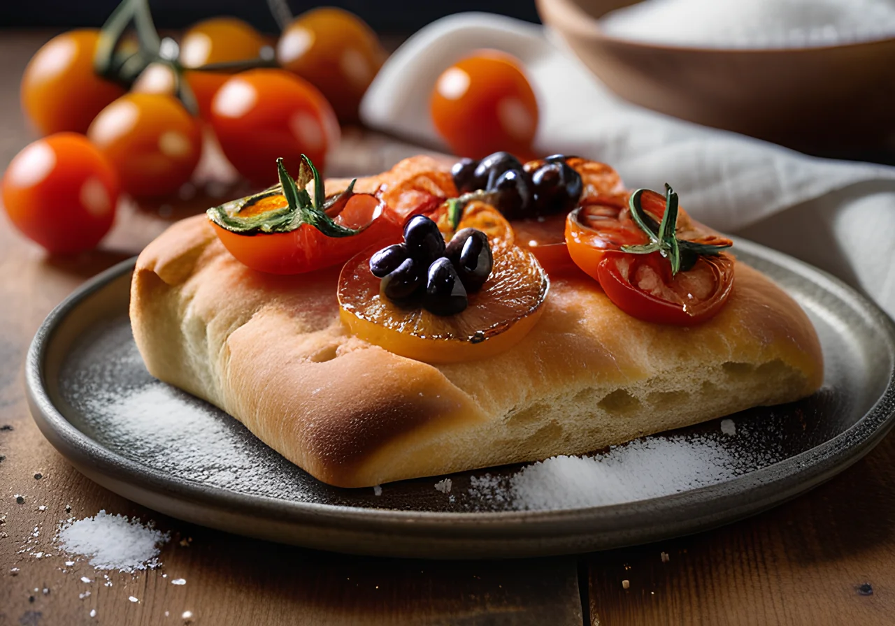 Focaccia with Tomatoes, Rosemary and Onions