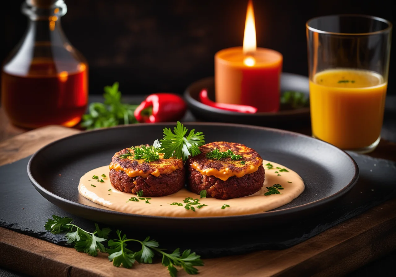Grünkern Patties with Paprika Cream