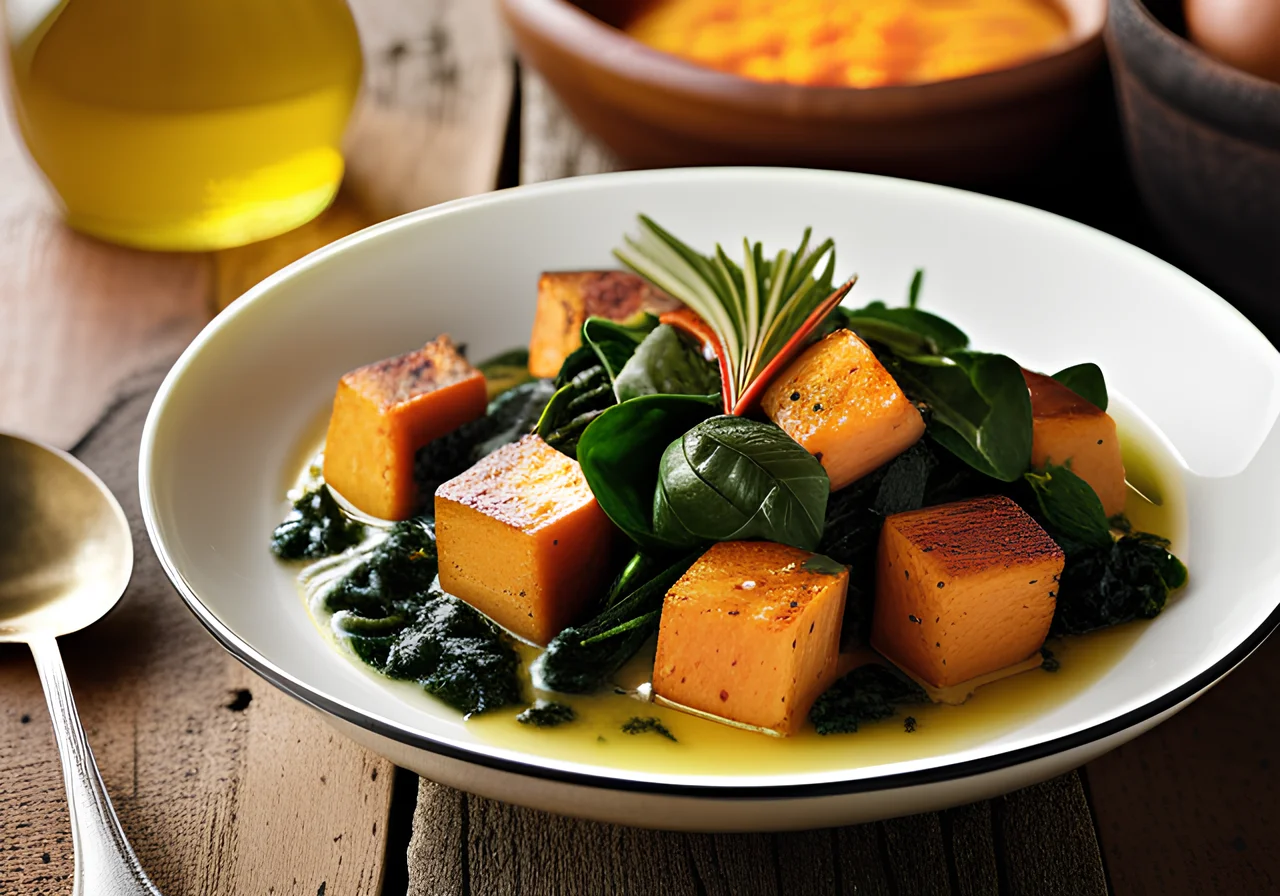 Rice and Spinach Pot with Sweet Potatoes