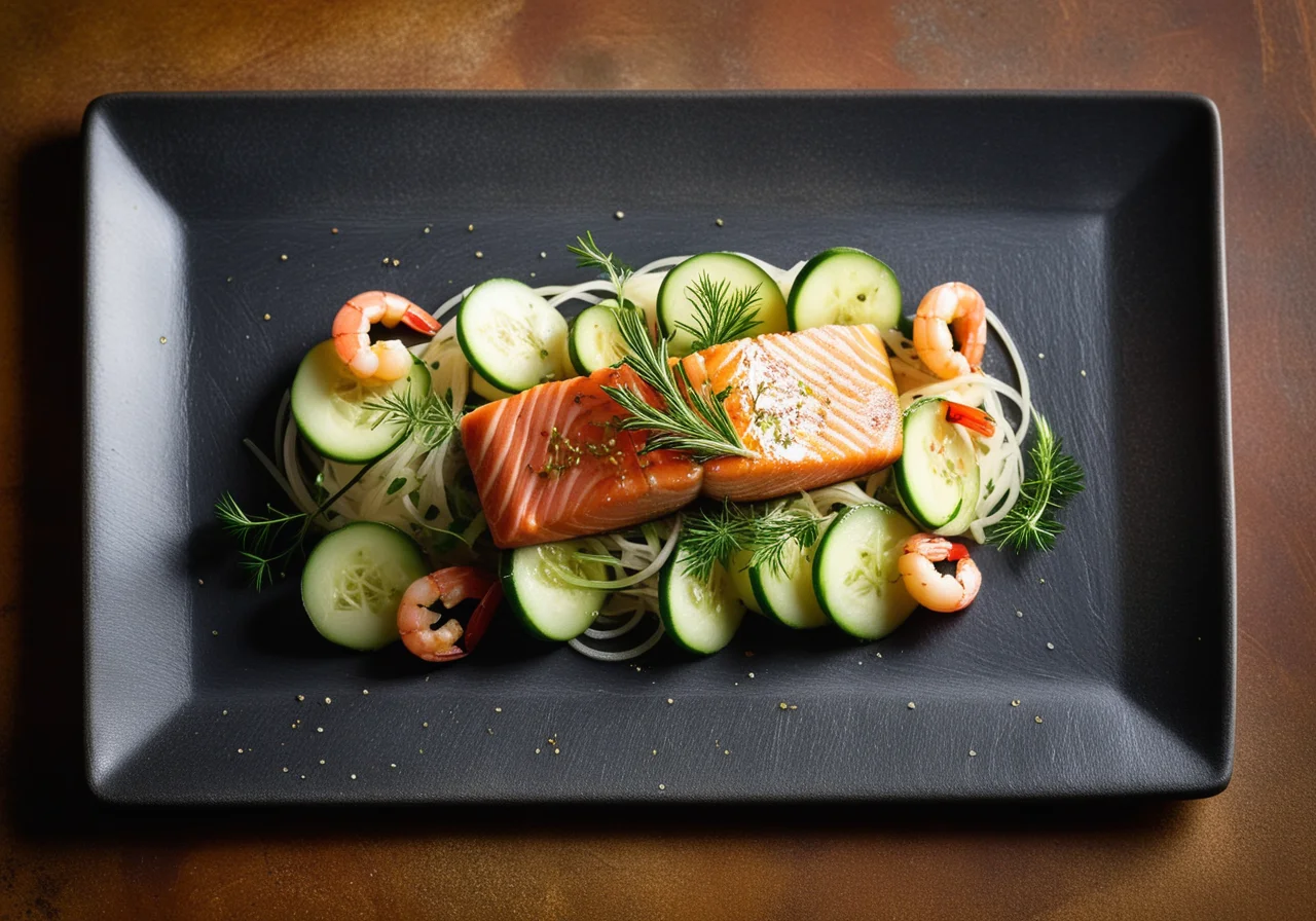 Salmon fillet with shrimp