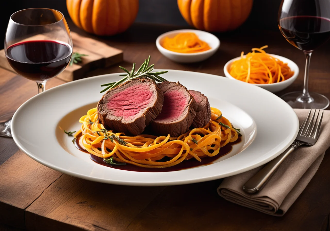 Onion Roast with Pumpkin Noodles