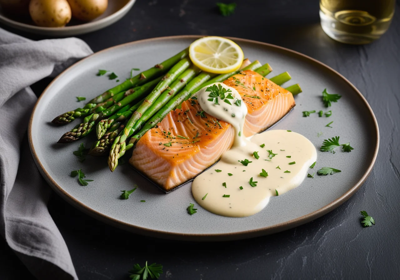 Salmon Fillet with Spring Vegetables