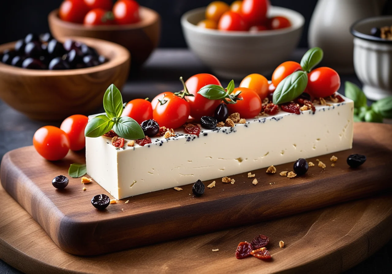 Terrine with Dried Tomatoes, Goat Cream Cheese and Olives