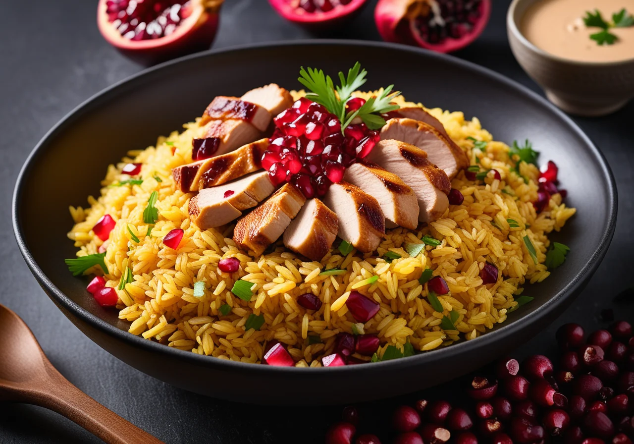 Indian Rice with Chicken and Pomegranate