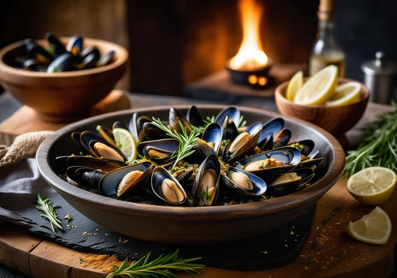Mussels and Sea Bass in French Style