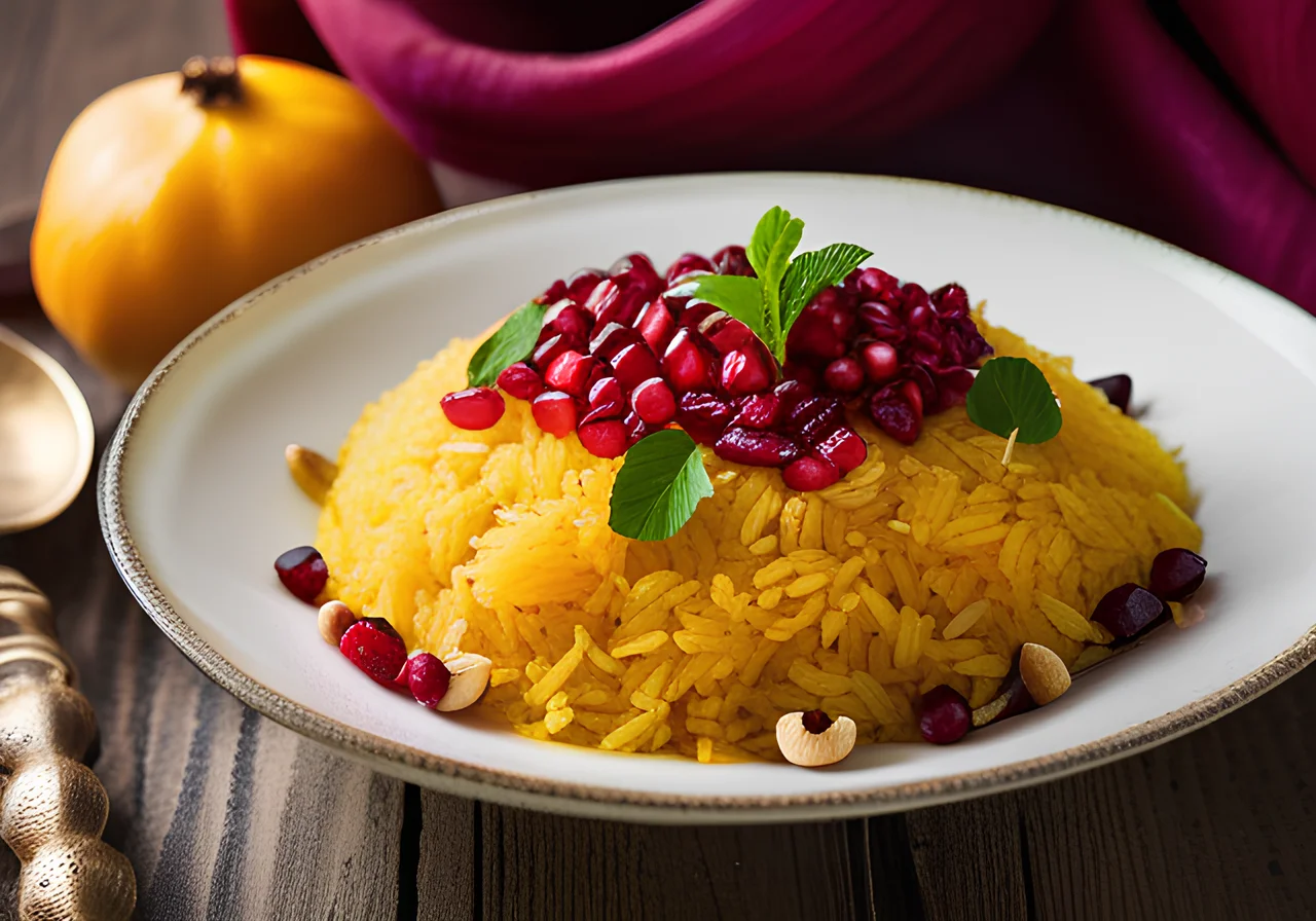 Basmati Rice with Turmeric and Pomegranate