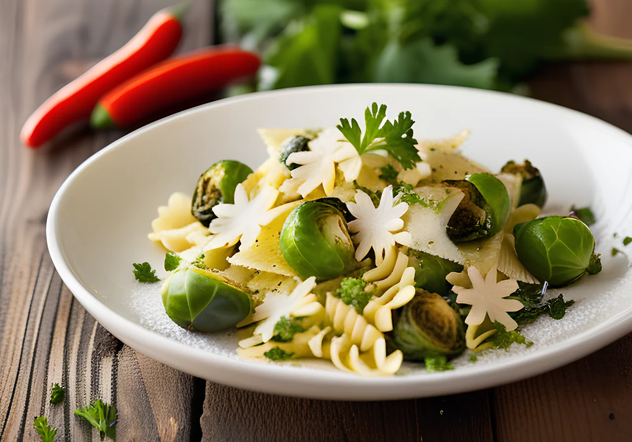 Pasta with Brussels Sprouts Garlic Sauce