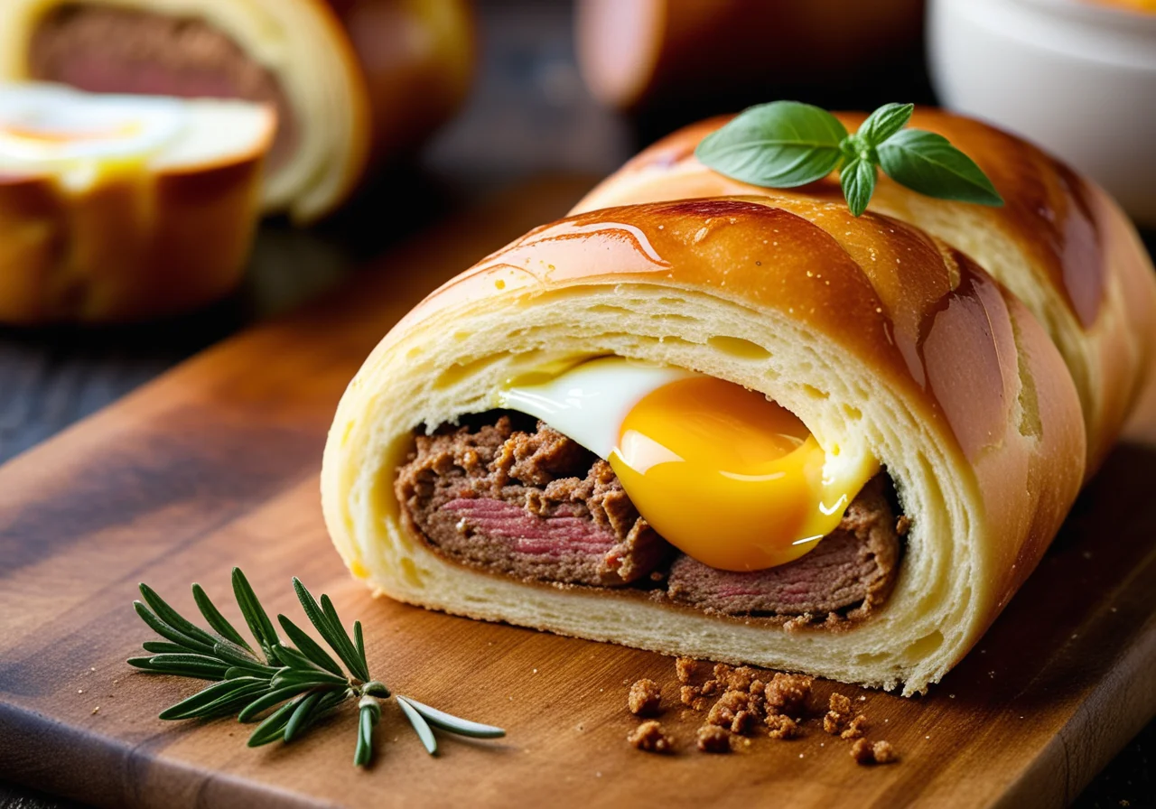 Pastry Rolls with Sausage Filling