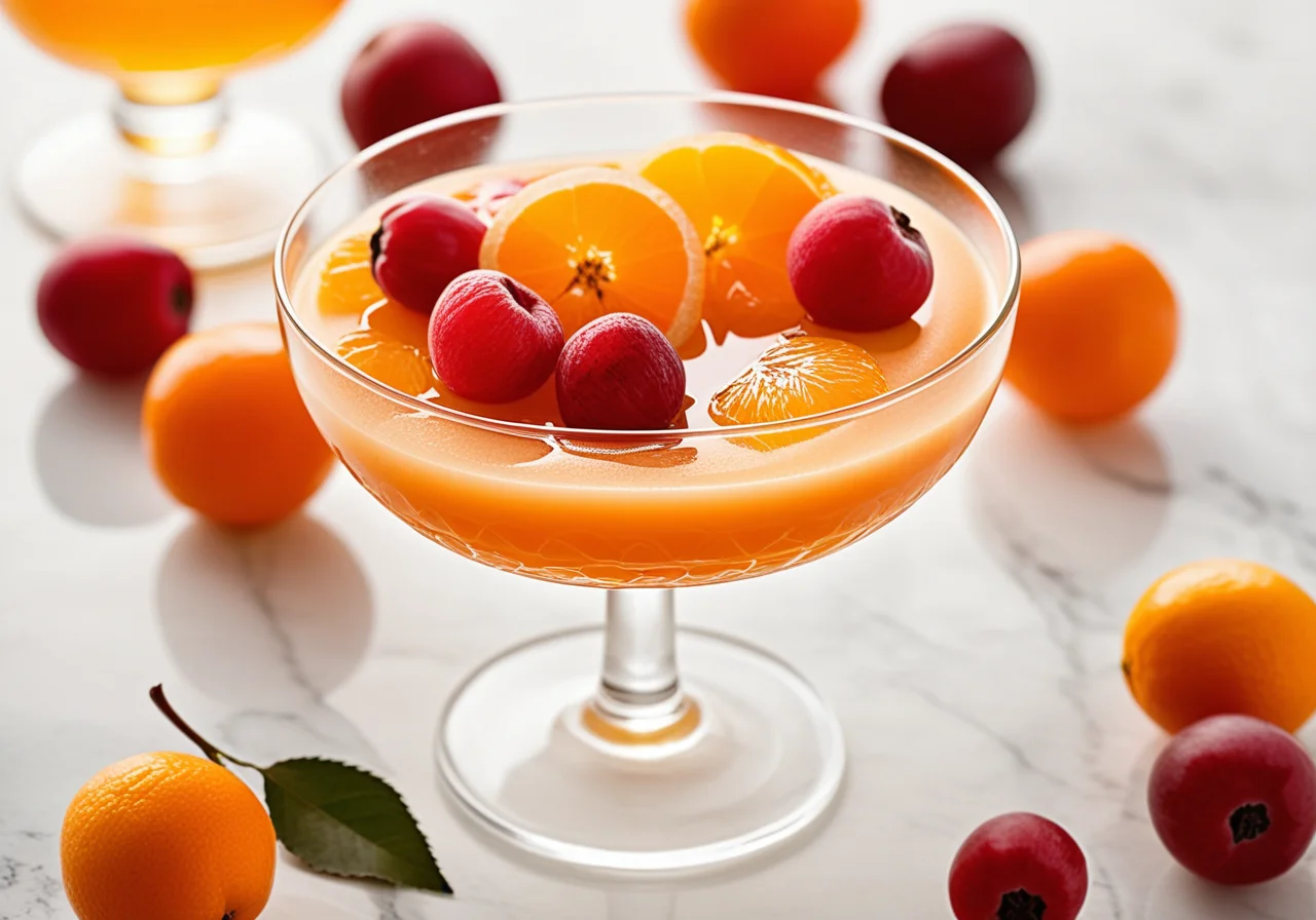 Rosehip Sorbet with Orange and Honey Sauce