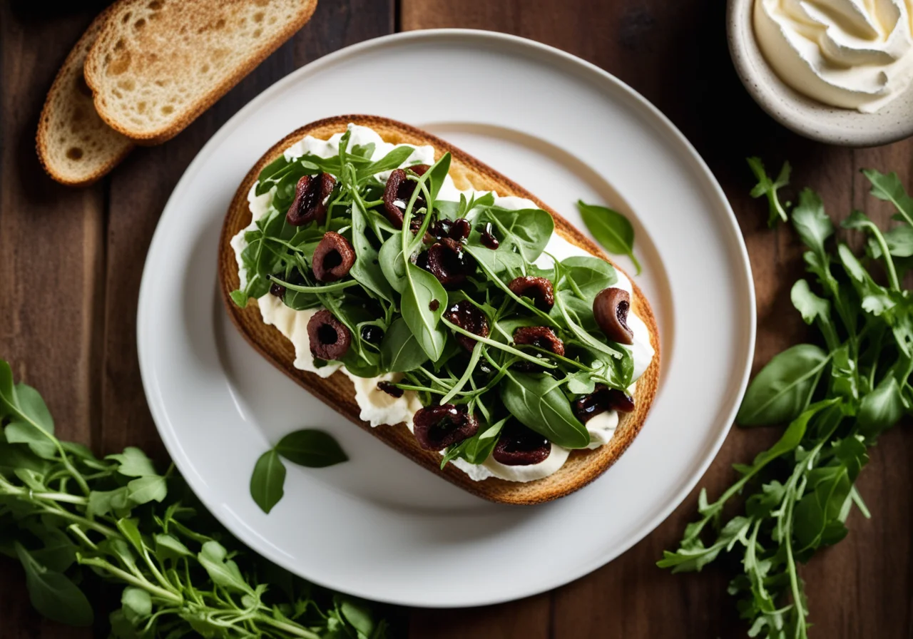 Bruschetta with Goat Cheese and Arugula