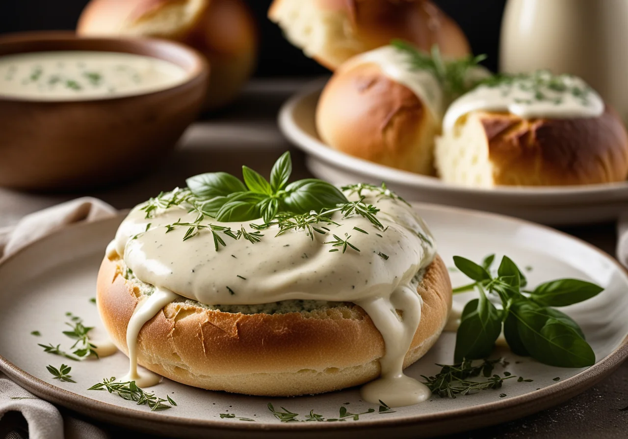 Garlic Herb Cream in a Bread Roll
