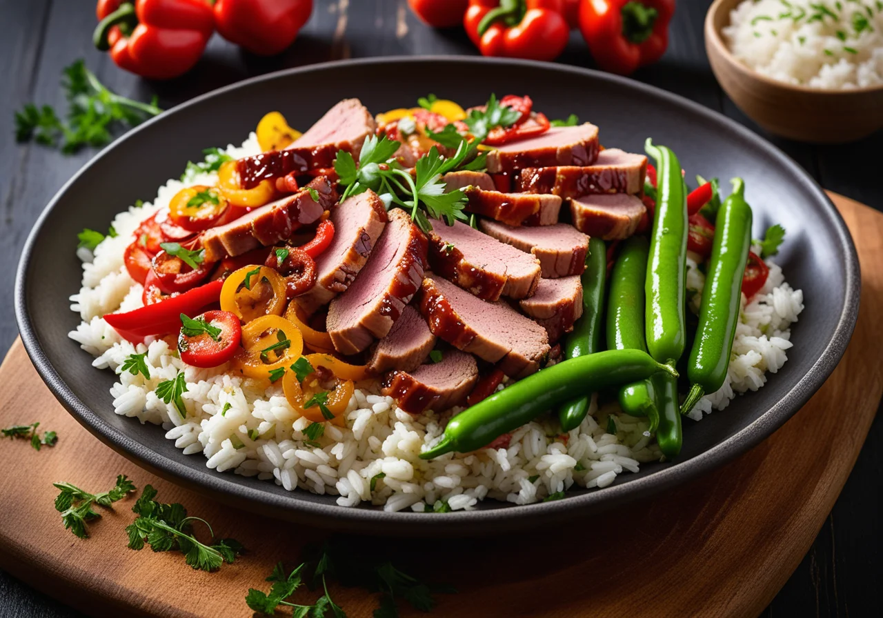 Pork Strips with Rice