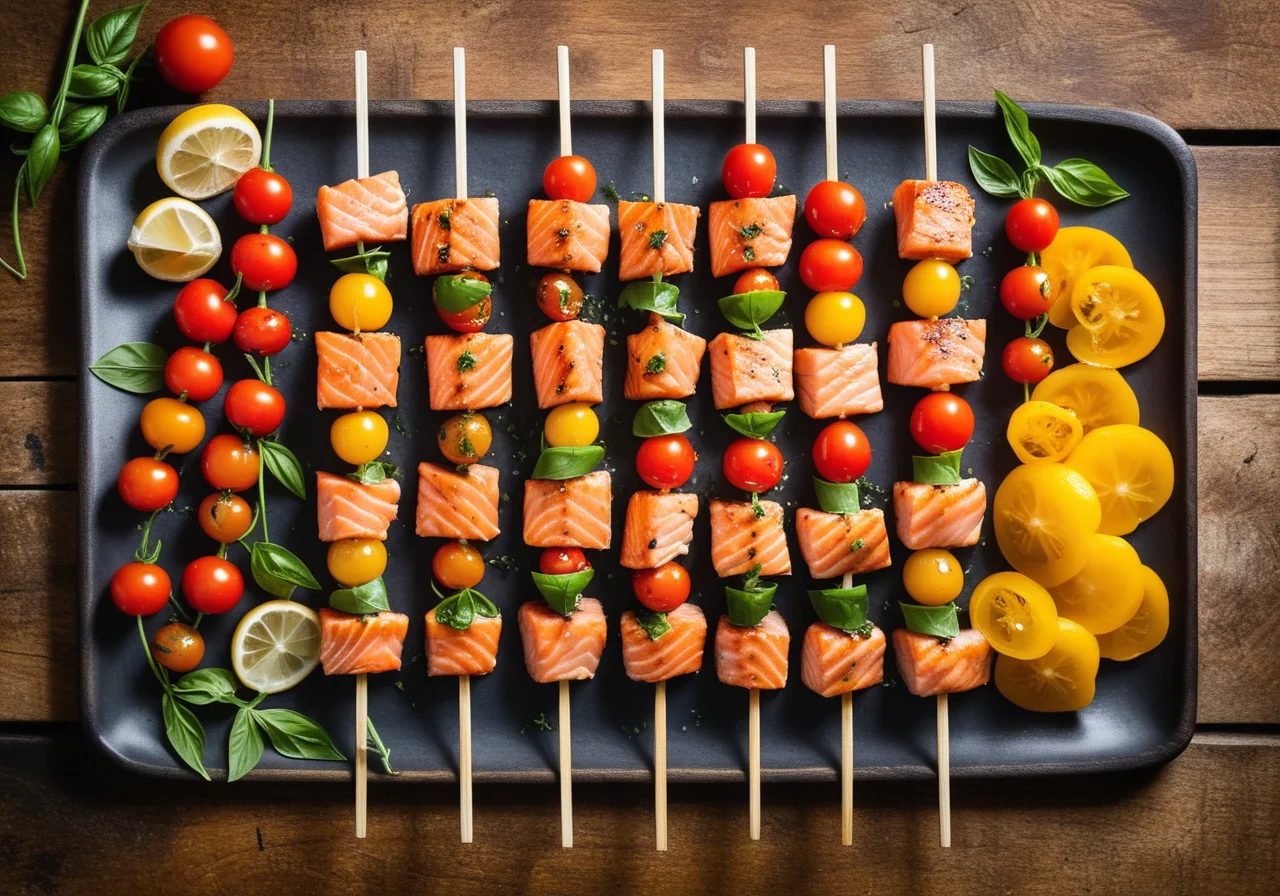Salmon Skewers with Vegetables