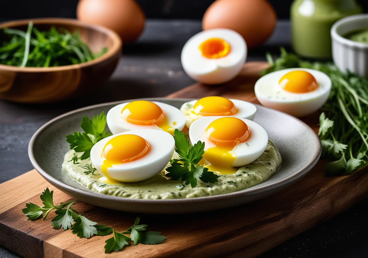 Eggs with Green Sauce in Frankfurter Style