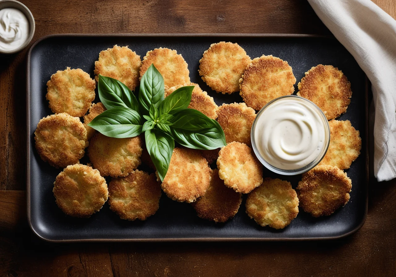 Paniered kohlrabi schnitzels with yogurt dip